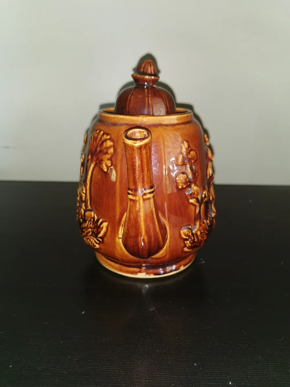 Antique Rockingham Glaze Stoneware Teapot Rebekah At The Well 7.5
